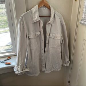 Good American Cream Button-Front Shacket